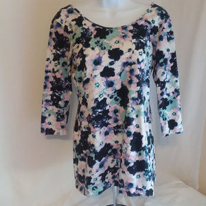 DECREE Floral Mid-Sleeve Women's Top - Size L